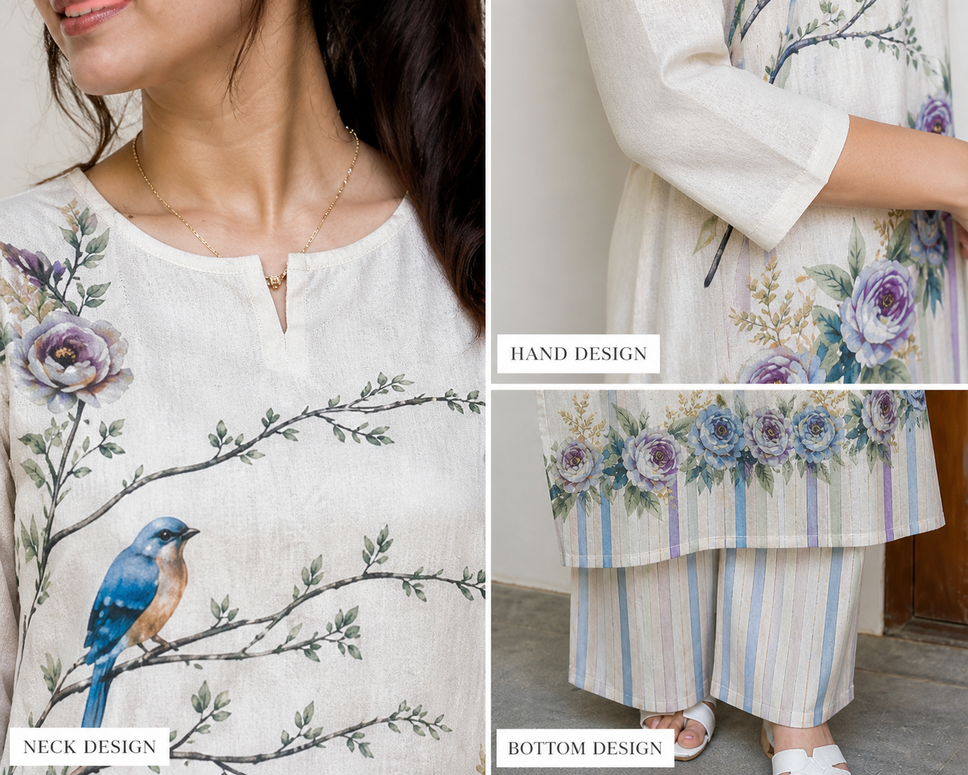 Birdsong Bloom linen co-ord set