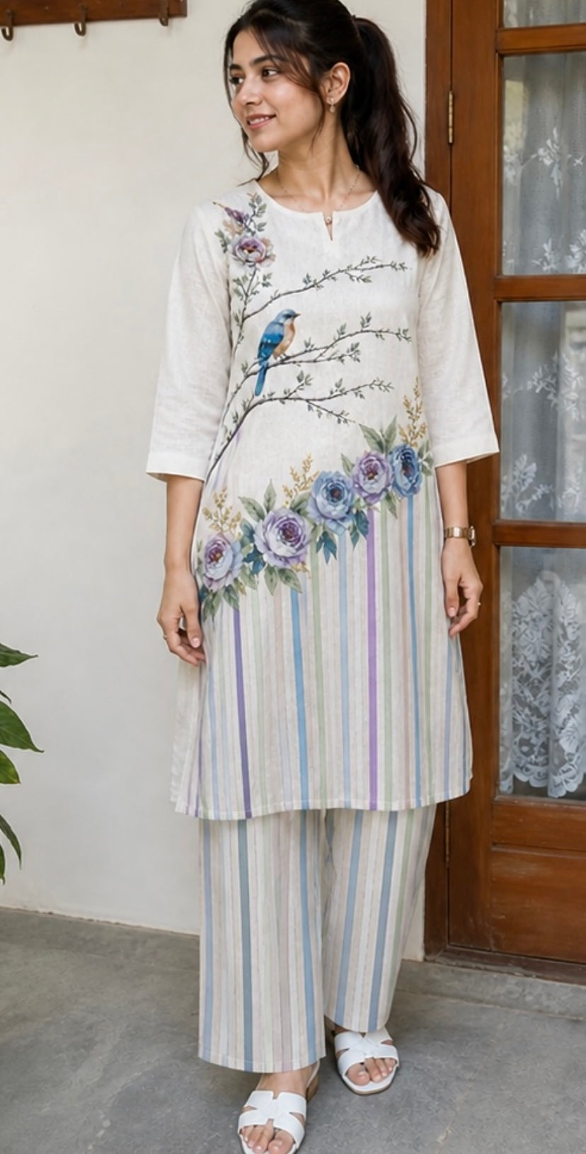 Birdsong Bloom linen co-ord set